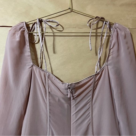 House of CB | NWT Ophelia Dress Blush Cutout Midi Dress Bow Ties Pink Size S - Picture 15 of 16
